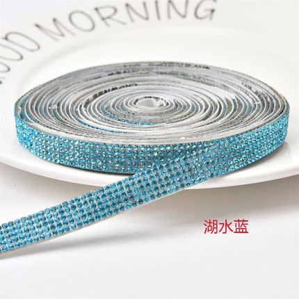 Cross-Border Rhinestone Stickers Self-Adhesive Diamond Strips DIY Clothing Shoes and Hats Rhinestone Strips Decorative with Diamond Stickers Rhinestones with Adhesive Backing Diamond Sheets