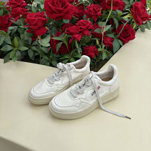 Grape mom with ~ leather do old retro casual shoes thick bottom breathable small white shoes small size plus size women's shoes 41-43
