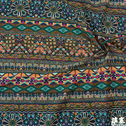 Hemp Cotton Digital Printed Fabric Yunnan Lijiang Retro Bohemian Fabric Hotel Pillow Bar Tablecloth