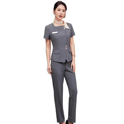 Sales Department Summer Women's Clothing Professional Suit suit New Host Dress Hotel Front Desk Work Clothes Short Sleeve