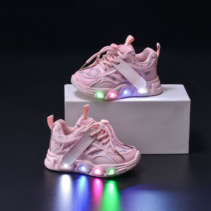 Spring and Summer New Children's Luminous Cloth Noodles for Boys sneaker 1-6 Years Old LED Light Shoes Casual Girls Schoolwalking Lights Shoes