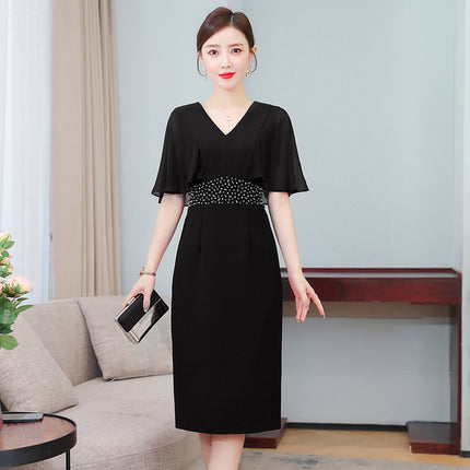 Middle-aged mother wedding dress wine red dress 2023 Summer new fashion temperament Xi mother-in-law dress