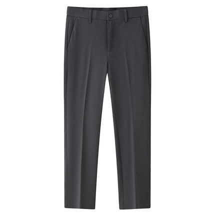 Summer Knitted High Stretch Casual Trousers Korean Style Slim-fit Straight Light Business Men's Trousers