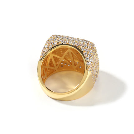 Europe and the United States cross-border jewelry hip hop retro large square ring copper inlaid zircon fashion personality trendy men's ring wholesale