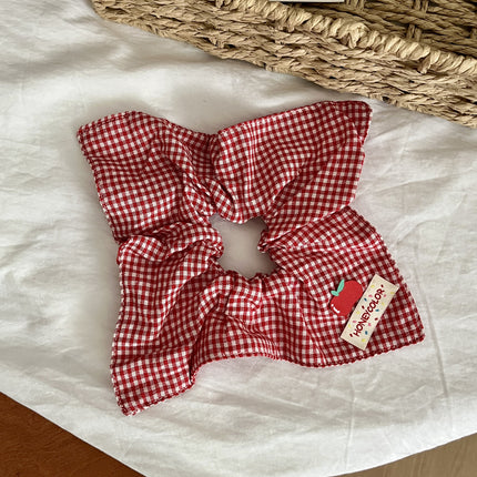 Cute Beige Puppy Satin Square Scarf Hair Tie for Women, High-End Hair Tie, Square Hair Accessory, Large Korean Style