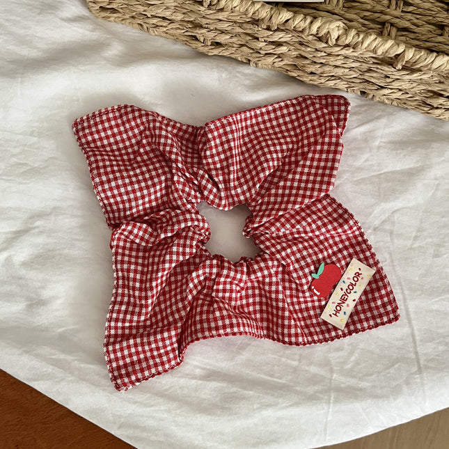 Cute Beige Puppy Satin Square Scarf Hair Tie for Women, High-End Hair Tie, Square Hair Accessory, Large Korean Style