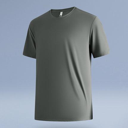 Dan Baoni | Summer Cool Sense Sunscreen Solid Color Advanced Sense Ice Silk Men's T-Shirt Loose Round Neck Shoulder Short Sleeve Customization