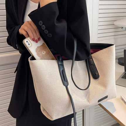 Simple Large Capacity Tote Bag Women's Big Bag Mummy Bag Leisure Shoulder Bag Student School Bag Commuter Canvas Bag