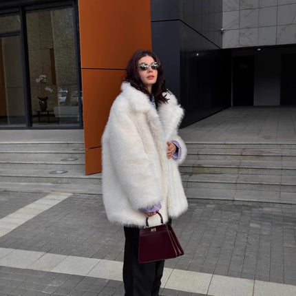 Imitation Fox Fur Grass Coat Imitation Fox Fur Lazy Style Paris Women's Fashion Fur Coat