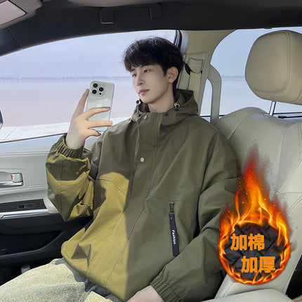 plus size Men's Windproof Waterproof Jacket Winter Plus-sized Jacket Korean Loose Cotton-padded cotton and thickening Jacket