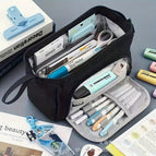 Oxford cloth steel frame pencil case [black]
