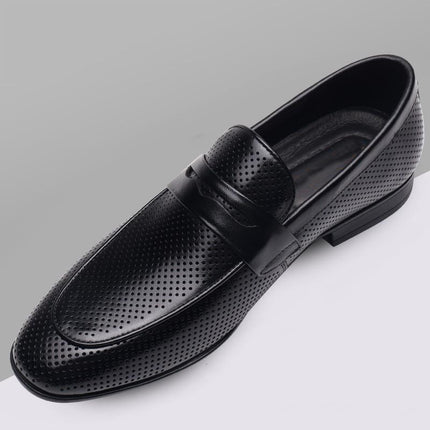 Tiktok Hot-Selling Summer Breathable Hollow Leather Shoes for Men, Fashionable Versatile Soft-Soled Loafers, Business Casual Leather Shoes