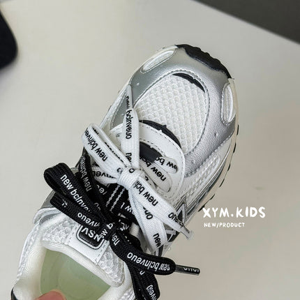 2025 Autumn New Children's Jogging Shoes Fashionable N-Shaped Double Lace-Up Mesh Breathable Sports Shoes for Boys and Girls