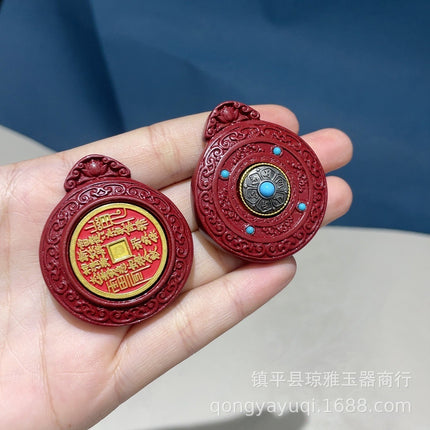 Live broadcast cinnabar mountain ghost copper pendant gold-plated inlaid mountain ghost money pendant this year men's and women's purple gold sand pendant
