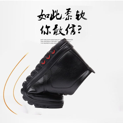 Winter cotton shoes men's leather fleece-lined thick warm high-top non-slip soft bottom middle-aged and elderly cotton shoes dad shoes