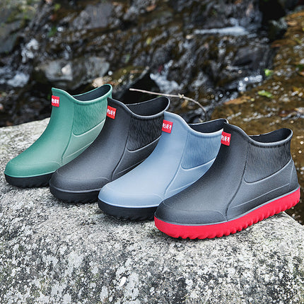 2025 Men's Rain Boots Outdoor Off-Road Fishing Shoes Kitchen Work Waterproof Rubber Shoes Construction Site Overshoes Non-Slip and Wear-Resistant
