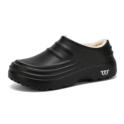Cross-border Warm Chef Shoes Men's Waterproof Kitchen Shoes One-pedal Cotton Shoes Labor Protection Work Shoes with Patent Appearance