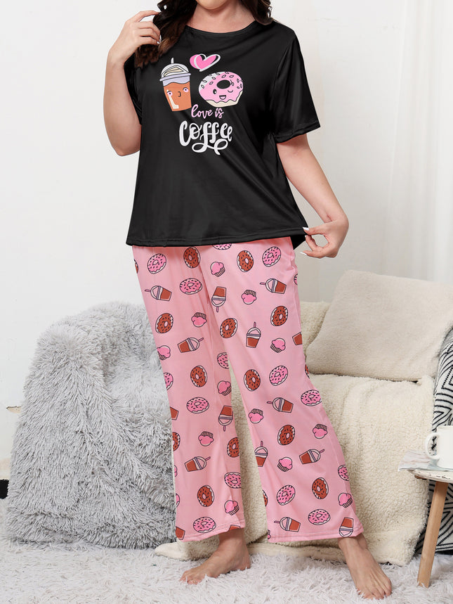 Foreign Trade Cross-border European and American plus size Pajamas Women's Summer Cute Printed Short-sleeved Trousers Home Clothes suit Wholesale
