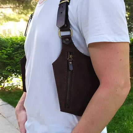 Vintage Men's Leather Strap Underarm Sling Bag Outdoor Phone Bag Adjustable Zipper Small Bag Universal Wallet Free Shipping
