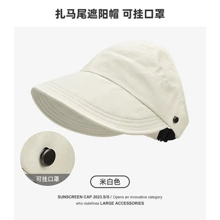 Summer Quick-drying Hat Ruth Same-style Hangable Mask Shown Face Small Sun Hat High Pedytail Foldable Thin Sun Protection Hat