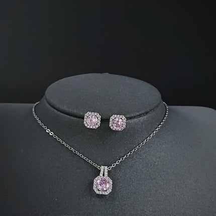 Exaggerated jewelry set European and American new zircon earrings necklace fashion small fresh square x1104-e1104