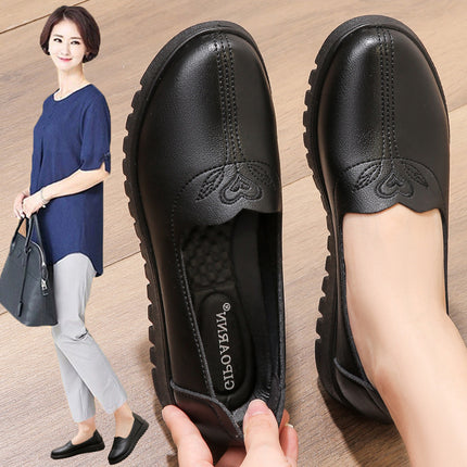 Mom's Shoes, Single Shoes for Middle-Aged and Elderly Women, Grandma's Non-Slip Soft-Soled Comfortable Shoes, 2026 New Model, Middle-Aged Flat Leather Shoes for Spring and Autumn