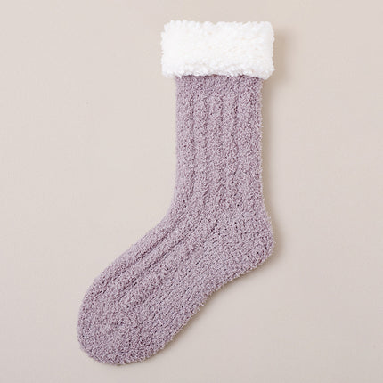 Coral Fleece Socks Women's Winter fleece-lined Thickened Warm Floor Socks Home Sleep Plush Autumn and Winter Snow Moon Socks