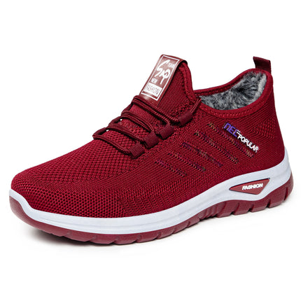 Women's Winter Sneakers with Fleece Lining, New Model in Stock, Warm Shoes, Direct from Manufacturer, Thickened Version, Lace-Up Cotton Shoes for Middle-Aged and Elderly