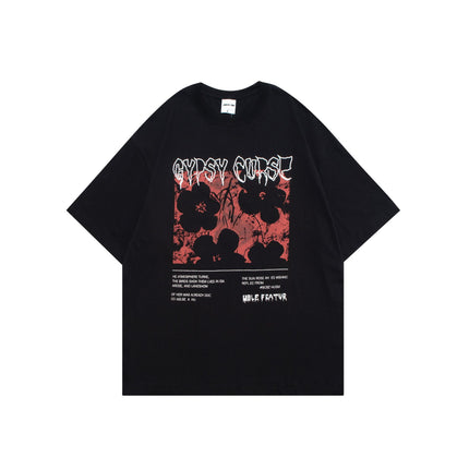Vunc Men's Clothing | Screen-Printed 270g National Trend Combed Cotton Printed Heavyweight Trendy Brand Short-Sleeve T-Shirt for Men and Women Couples