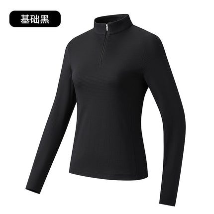 7A Antibacterial Half-Zip Stand-Up Collar Fleece-Lined Sweatshirt for Men and Women Far Infrared Heating Casual Sports Elastic Quick-Drying T-Shirt