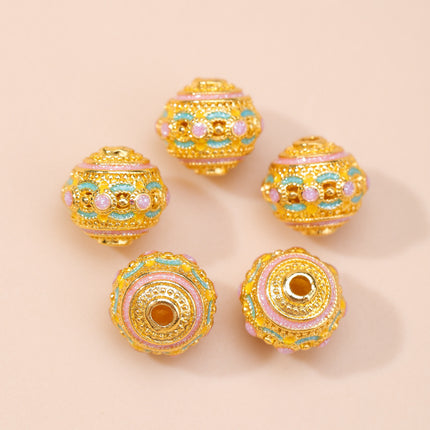 Cloisonné Oil-Dropping Cut Out Auspicious Cloud Lotus Bead Accessories Oil-Dropping Copper DIY Handmade Bracelet Necklace Jewelry Accessories