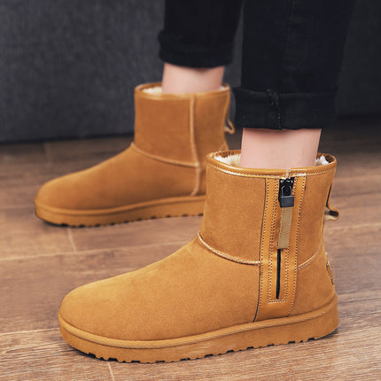 Men's Winter Snow Boots with Fleece Lining, Thickened Cotton Shoes, Korean Style Snow Cotton Shoes, Loafers, Trendy