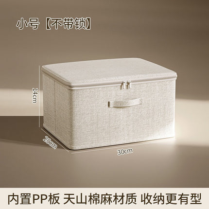 Flip-Top Clothing Storage Box with Lock Tianshan Cotton and Linen Foldableing Storage Basket Multi-Functional Large-Capacity Organizing Box