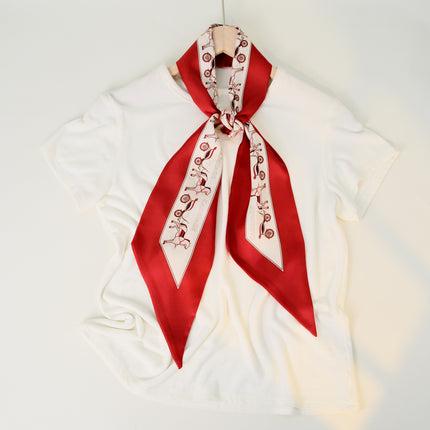 2025 European and American-style Beveled Silk Scarf Cross-border Silk Cashew Dot Long High-end Ribbon Scarf Women's Belt