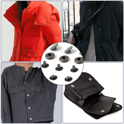 Cross-border boxed 10/15mm coat clothing four-in-one buckle 87-piece tool hammer set brass female and female hidden buckle