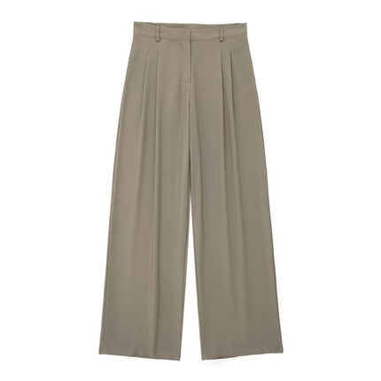 European and American Style Backless Collar Vest 8364532 Pleated Wide Leg Pants 8365532 Set White Top