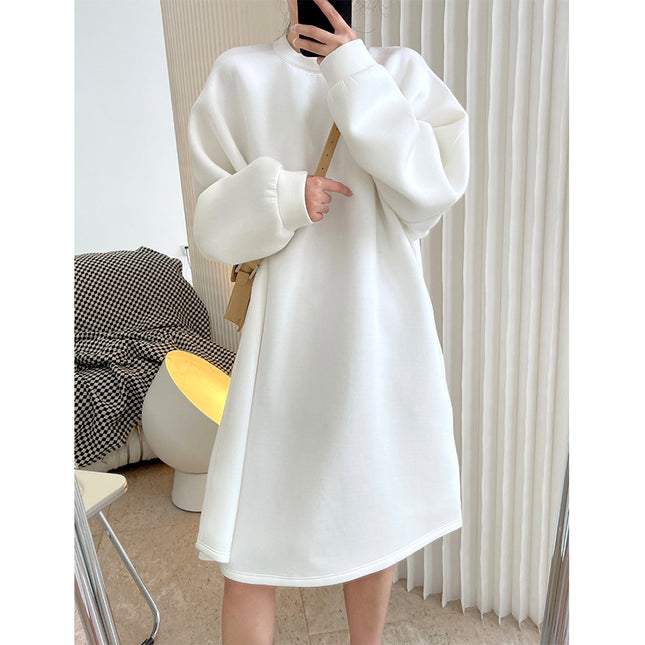 Early Autumn New Korean Style Fashionable Lightweight Air Layer Profile Sweater Dress Loose Slimming Casual Midi Dress for Women