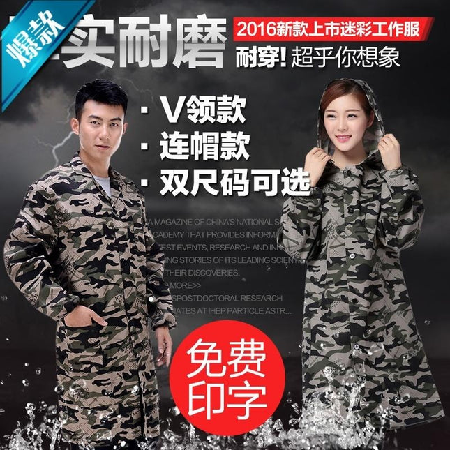New camouflage long gown overalls men's overalls denim dustproof transport clothing Women's Printing labor protection clothing wear-resistant