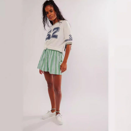 2025 spring and summer European and American new women's shorts fashion striped casual shorts European and American cross-border Y2K women's pants