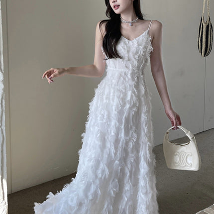 Graduation Adult Ceremony White Neck Evening Dress 2025 New Celebrity Fairy Light Luxury Niche dress High-end Sense