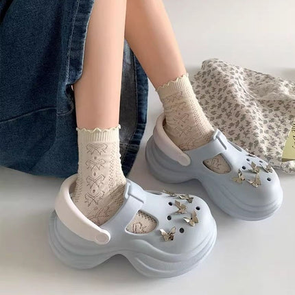 Explosive Wear-resistant Butterfly Accessories eva Summer Women's Baotou Slippers Simple Quick-drying Wear-resistant Non-slip Lightweight Height-increasing