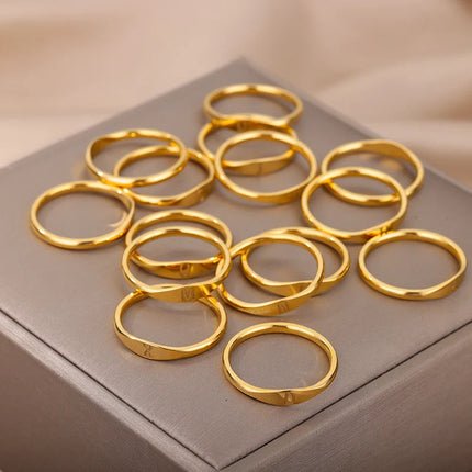 Cross-border 26 English Letter Ring Stainless Steel high quality Niche Design Light Luxury Opening Female Ring Food Ring