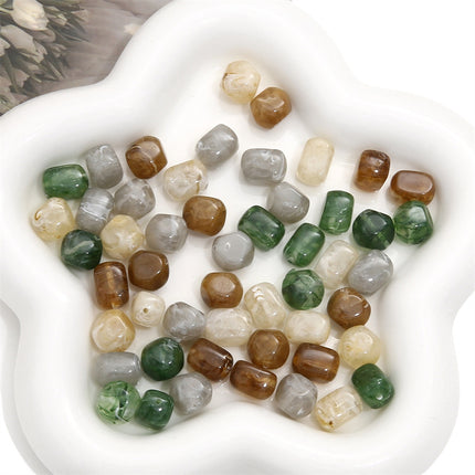Acrylic Imitation Amber Stone Irregular Round Beads Loose Beads DIY Handmade Beaded Necklace Bracelet Material Accessories Wholesale