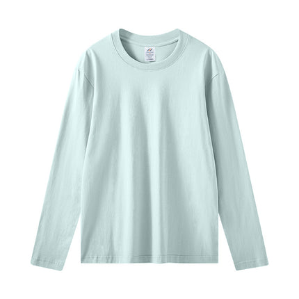 Live explosions cotton 230g heavy round neck T-shirt solid color long sleeve loose bottoming shirt women Xinjiang cotton logo