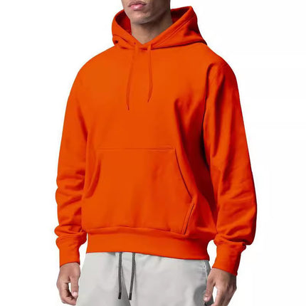2025 New Cross-Border European and American Men's Sports Pure Color Fleece Sweatshirt Men's Export Wholesale Hoodie