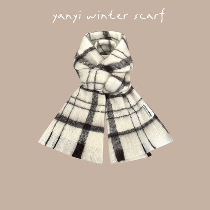 Imitation Cashmere Autumn and Winter Scarf Collection Plaid Scarf Women's Winter Thickeneded Warm Shawl Pure Color Student Scarf Cross-Border
