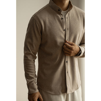 Light Mature Sanding Heat Storage Wool Long Sleeve Shirt Men's Youth Autumn and Winter New Warm Light Mature Inner Base Shirt