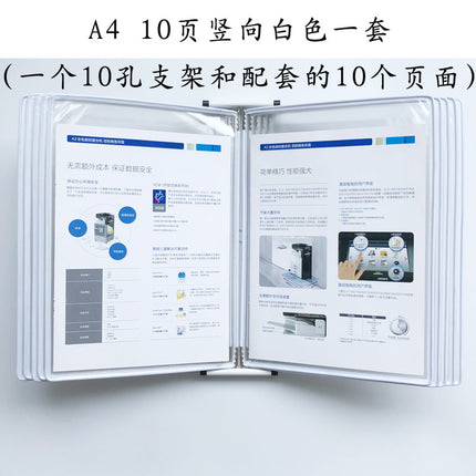 10-page horizontal wall hanging display file holder A4 horizontal wall hanging display folder 10-hole loose-leaf craft clip