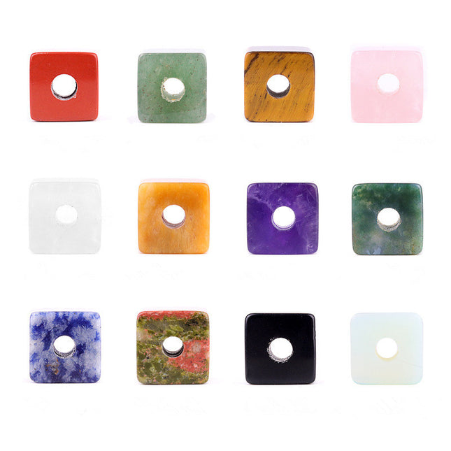 Amethyst Agate Semi-Precious Stone 16mm Hole Diameter 5mm Square Large Hole Loose Beads DIY Jewelry Accessories Wholesale