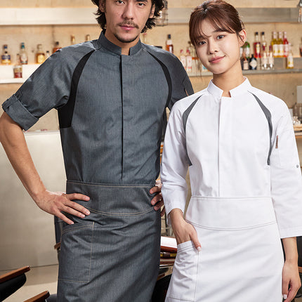 Tesmei Chef Work Clothes Men's Long Sleeve Four Seasons High-end Restaurant Baking Hotel Kitchen Chef Clothes